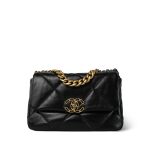 22C Black Lambskin Quilted Small 19 Flap Mixed Hardware