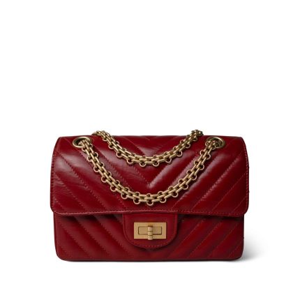 22K Red Aged Calfskin Chevron 255 Reissue Aged Gold Hardware