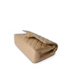 Dark Beige Lambskin Quilted Vintage Classic Flap Medium Gold Hardware - Image 3