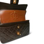 Dark Brown Lambskin Quilted Classic Flap Small Gold Hardware - Image 10