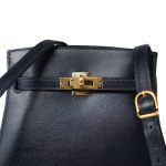 Kelly Sport PM Blue Indigo Calfskin Gold Plated U Circle Stamp - Image 14