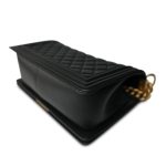 Black Lambskin Quilted Old Medium Boy Bag Aged Gold Hardware - Image 15