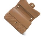 Dark Beige / Caramel Lambskin Quilted Jumbo Classic Flap Light Gold Hardware - Image 13
