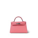 Mini Kelly Sellier Rose d’Ete Chevre Palladium Plated D Stamp - Image 6
