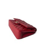 19B Red Caviar Quilted Medium Classic Flap Light Gold Hardware - Image 6
