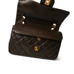 Dark Brown Lambskin Quilted Classic Flap Small Gold Hardware - Image 11