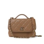 22B Beige Caviar Quilted Business Affinity Medium Flap Light Gold Hardware - Image 11