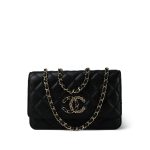 20K Black Caviar Quilted Wallet on Chain French New Wave Chain CC WOC Light Gold hardware - Image 14