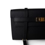 Kelly Wallet To Go Black Veau Epsom Gold Plated B Stamp - Image 11
