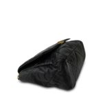 20S Black Goatskin Quilted Maxi 19 Flap Mixed Hardware - Image 5