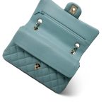 20c Tiffany Blue Caviar Quilted Classic Flap Small Light Gold Hardware - Image 12