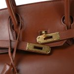 Birkin 35 Noisette Box Calfskin Gold Plated E Square Stamp - Image 5