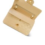 Light Beige Lambskin Quilted Classic Flap Small Gold Hardware - Image 14