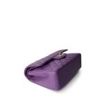 22P Purple Lambskin Quilted Classic Flap Small LGHW - Image 9