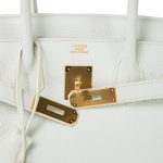 Birkin 30 White Clemence Gold Plated O Square Stamp - Image 8