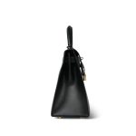 Kelly 28 Sellier Black Box Calfskin Gold Plated Z Circle Stamp - Image 15