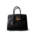 Birkin Sellier 30 Noir Veau Madame Gold Plated Y Stamp - Image 4