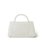 20K White Iridescent Caviar Quilted Coco Handle Medium Light Gold Hardware - Image 3