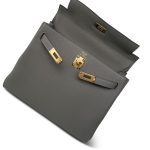 Kelly 25 Retourne Gris Meyer Togo Gold Plated B Stamp - Image 11