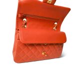 Burnt Orange Lambskin Quilted Classic Flap Medium Gold Hardware - Image 11