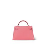 Mini Kelly Sellier Rose d’Ete Chevre Palladium Plated D Stamp - Image 4