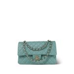 20C Tiffany Blue Caviar Quilted Classic Flap Medium LGHW - Image 8