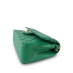 24A Green Caviar Quilted Classic Flap Small Light Gold Hardware - Image 4
