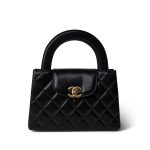 24P Black Shiny Aged Calfskin Nano Kelly Shopper Aged Gold Hardware