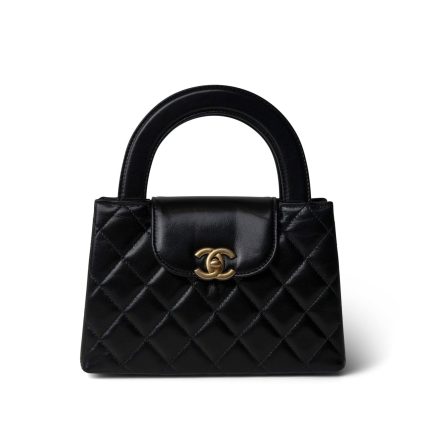 24P Black Shiny Aged Calfskin Nano Kelly Shopper Aged Gold Hardware