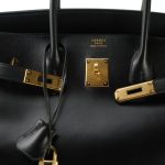 Birkin 35 Black Box Calfskin Gold Plated A Square Stamp - Image 5