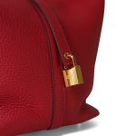 Picotin Lock 22 Rouge Vif Clemence Gold Plated U Stamp - Image 5