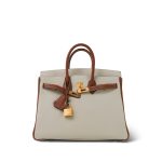 Birkin 25 Bi-Color Horseshoe (HSS) Craie/Gold Taurillon Gold Plated Y Stamp - Image 5