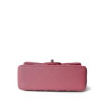 Pink/ Rose Nude Lambskin Quilted Mini Rectangular Flap Silver Hardware - Image 4