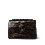 Bronze/Burgundy Alligator Single Flap Jumbo Ruthenium Hardware
