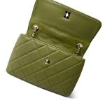 Dark Green Lambskin Quilted Trendy CC Small Light Gold Hardware - Image 11