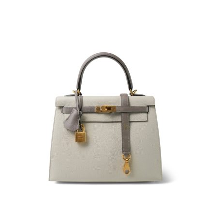 Kelly Sellier 25 Bi-Color Horseshoe (HSS) Craie/Etain Epsom Gold Plated D Stamp