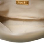 Light Beige Goatskin Quilted Large 19 Flap Mixed Hardware - Image 11