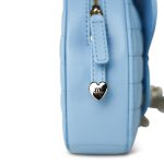 Light Blue Lambskin Quilted Large Heart Bag Light Gold Hardware - Image 9