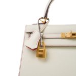 Kelly 25 Sellier Bi-Color Horseshoe (HSS) Craie/Rose Jaipur Epsom Gold Plated A Stamp - Image 4