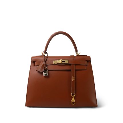 Kelly Sellier 28 Noisette Box Calfskin Gold Plated [E] Stamp