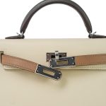 Mini Kelly Sellier II Tri-Color Horseshoe (HSS) Nata/Gris Meyer/Chai Epsom Palladium Plated U Stamp - Image 4
