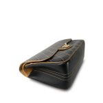 17B Black Calfskin / Tan Suede Wild Stitch Double Flap Jumbo Flap Aged Gold Hardware - Image 5