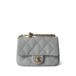 24P Grey Caviar Quilted Sweetheart Mini Flap Aged Gold Hardware