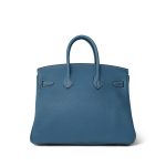 Birkin 25 Blue Jean Togo Palladium Plated [R] Stamp - Image 9