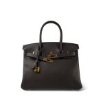 Birkin 30 Ebene Barenia Faubourg Gold Plated Z Stamp - Image 3