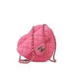 22S Pink Lambskin Quilted Large Heart Bag Light Gold Hardware - Image 7