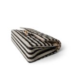 Ivory/Black Striped Coco Sailor Pearl Classic Flap Bag Gold Hardware - Image 6