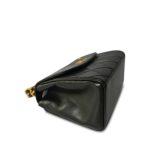 Black Lambskin Quilted Double Chain Top Handle Gold Hardware - Image 5