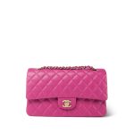 24A Pink/Fuchsia Caviar Quilted Classic Flap Medium Light Gold Hardware