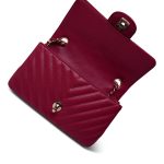 18B Raspberry Caviar Chevron Quilted Mini Rectangular Flap Light Gold Hardware - Image 13